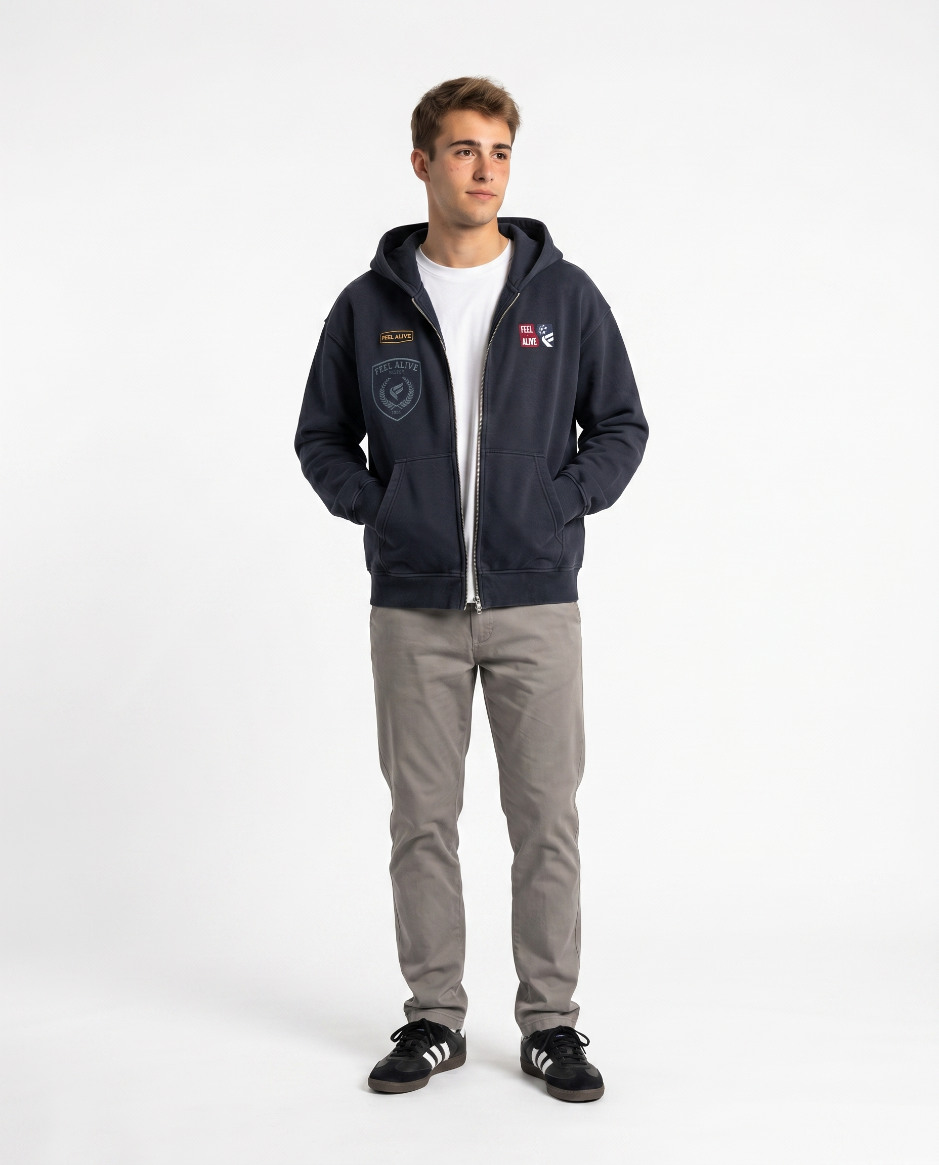 BLUE PATCH ZIP