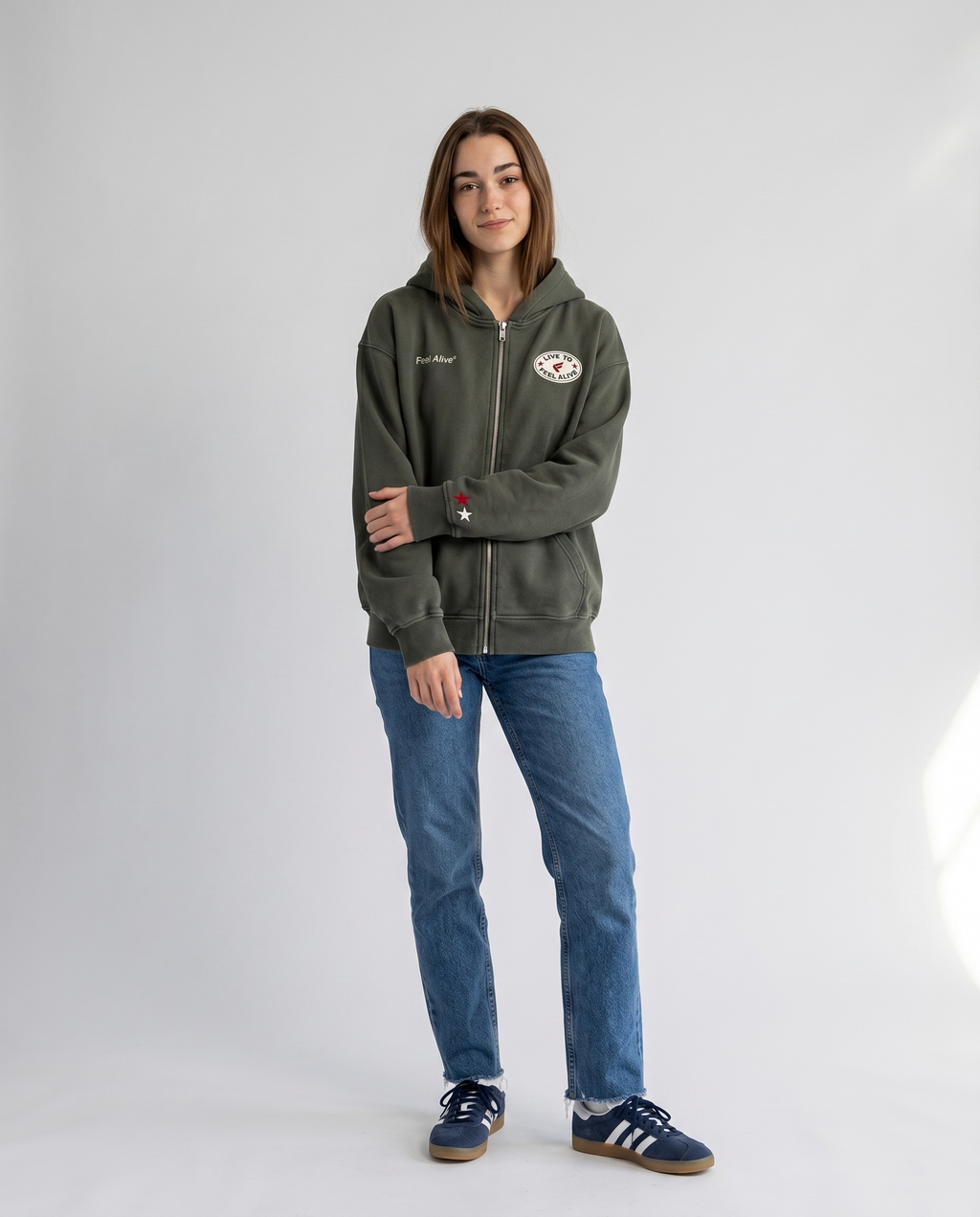 GREEN PATCH ZIP
