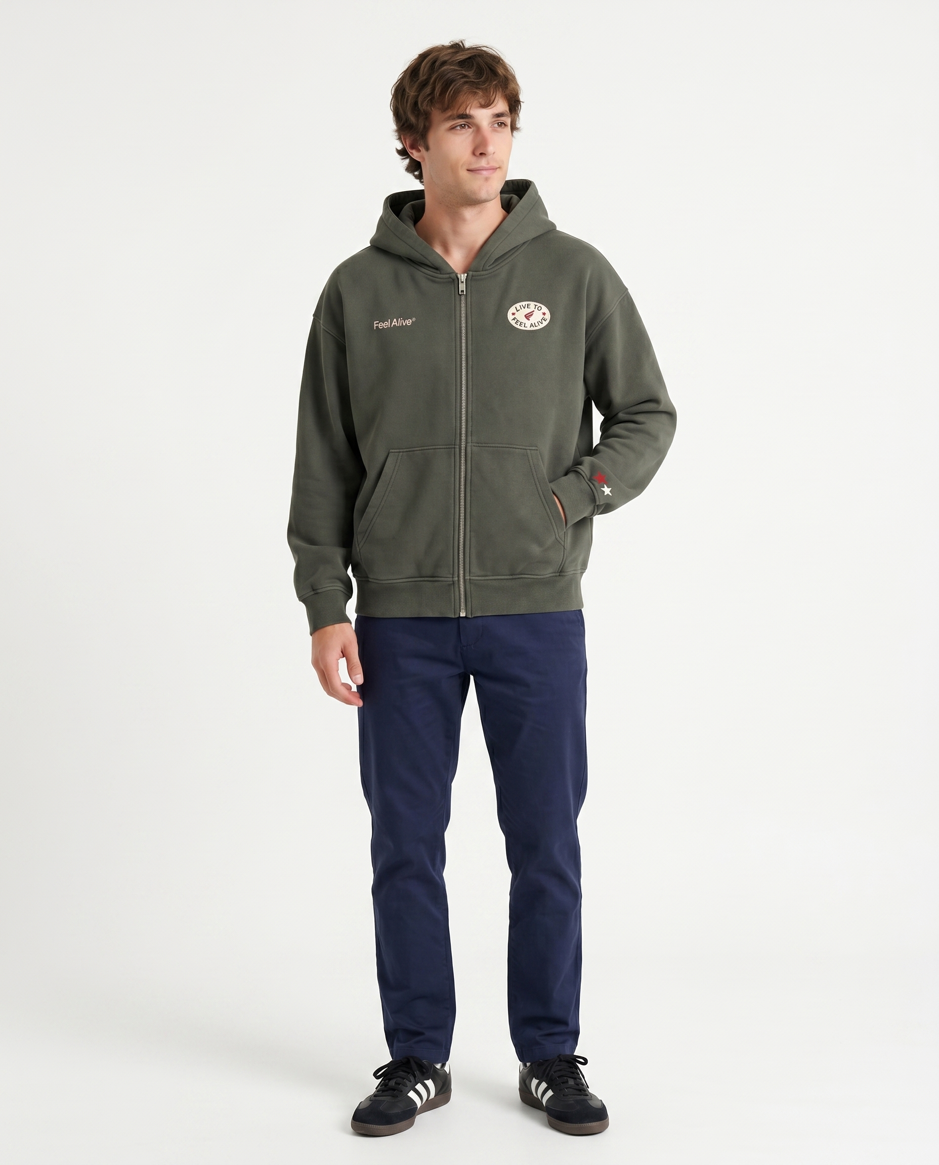 GREEN PATCH ZIP